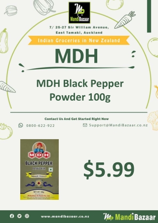 MDH Black Pepper Powder 100g - Mandi Bazaar