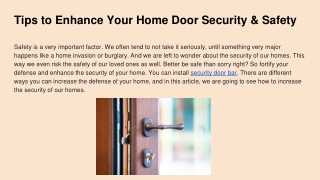 Tips to Enhance Your Home Door Security & Safety