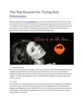 The Top Reasons for Trying Hair Extensions
