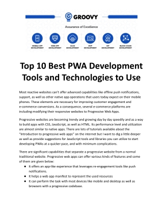 Top 10 Best PWA Development Tools and Technologies to Use
