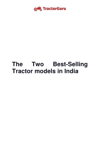 The Two Best Selling Tractor models in India