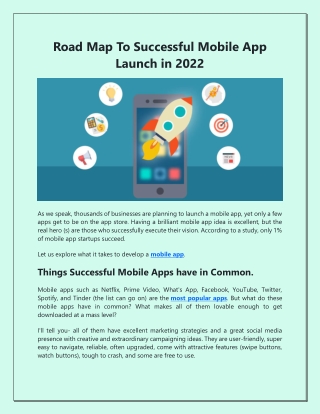 Road Map To Successful Mobile App Launch in 2022