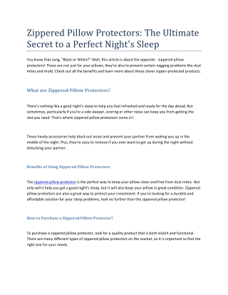 Zippered Pillow Protectors: The Ultimate Secret To A Perfect Night's Sleep