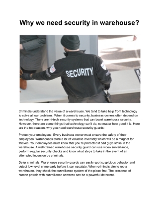 Why we need security in warehouse