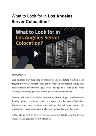 What to Look for in Colocation Los Angeles
