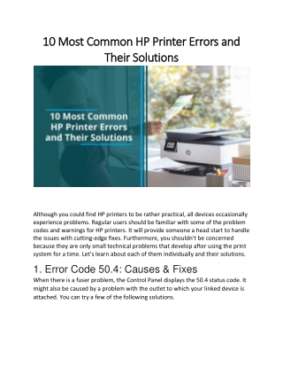 10 Most Common HP Printer Errors and Their Solutions