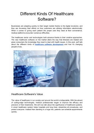 Different Kinds Of Healthcare Software_
