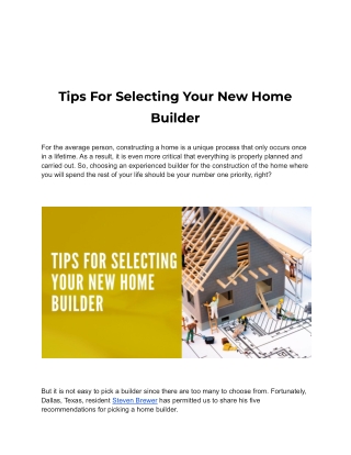 How to Choose Your New Home Builder