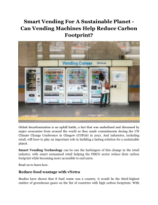 Can Vending Machines Help Reduce Carbon Footprint?