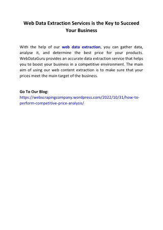 Web Data Extraction Services is the Key to Succeed Your Business