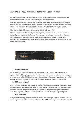 500 GB Vs. 1 TB SSD- Which Will Be the Best Option For You?