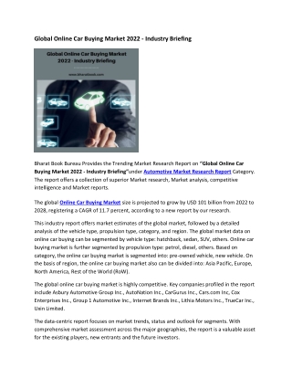 Global Online Car Buying Market 2022 - Industry Briefing