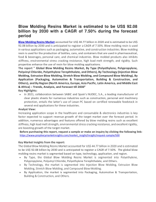 Blow Molding Resins Market