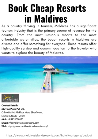 Book Cheap Resorts in Maldives 