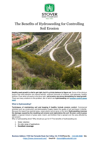 The Benefits of Hydroseeding for Controlling Soil Erosion