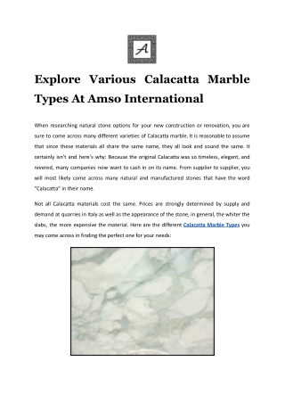 Explore Various Calacatta Marble Types At Amso International
