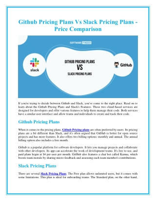 Github Pricing Plans vs Slack Pricing Plans - Price Comparison