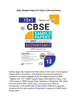 Best Sample Paper for Class 12 Accountancy