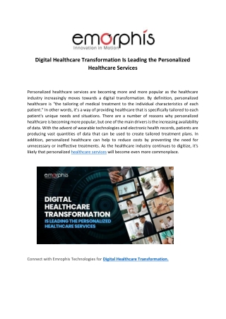 Digital Healthcare Transformation