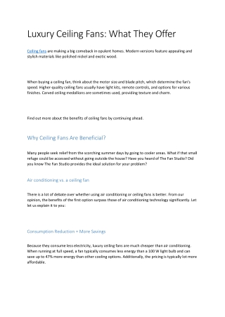 Luxury Ceiling Fans: What They Offer