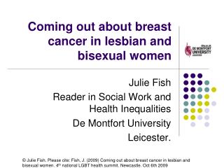 Coming out about breast cancer in lesbian and bisexual women