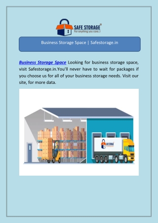 Business Storage Space | Safestorage.in