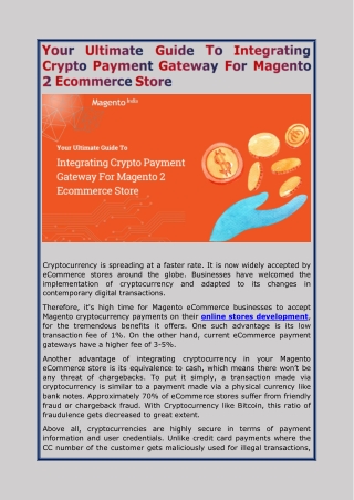 Your Ultimate Guide To Integrating Crypto Payment Gateway For Magento 2 Ecommerce Store