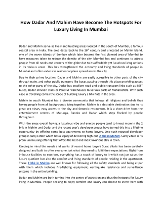 How Dadar And Mahim Have Become The Hotspots For Luxury Living In Mumbai_.docx