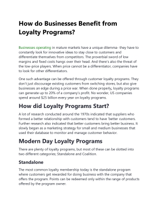 How do Businesses Benefit from Loyalty Programs