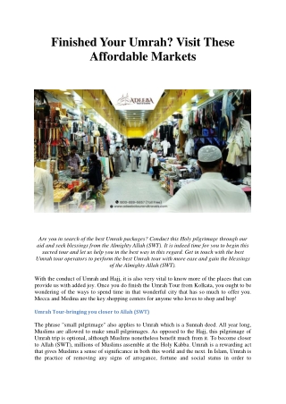 Finished Your Umrah Visit These Affordable Markets
