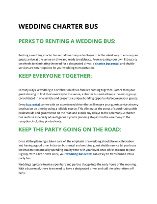 WEDDING CHARTER BUS