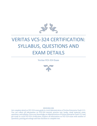 Veritas VCS-324 Certification: Syllabus, Questions and Exam Details