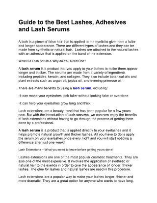 Guide to the Best Lashes, Adhesives and Lash Serums