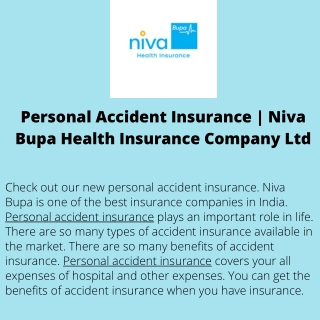 Personal Accident Insurance  Niva Bupa Health Insurance Company Ltd