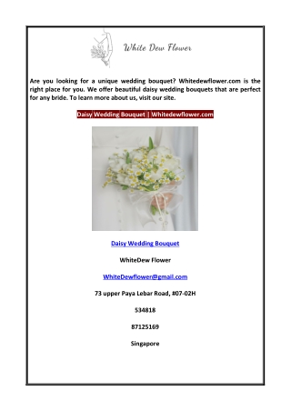 Daisy Wedding Bouquet Whitedewflower.com