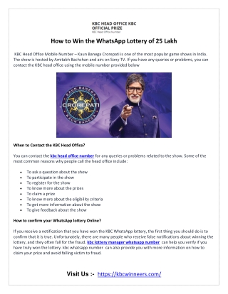 How to Win the WhatsApp Lottery of 25 Lakh