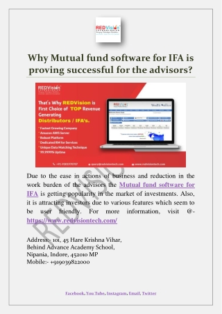 Why Mutual fund software for IFA is proving successful for the advisors