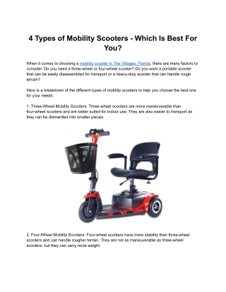 4 Types of Mobility Scooters - Which Is Best For You?