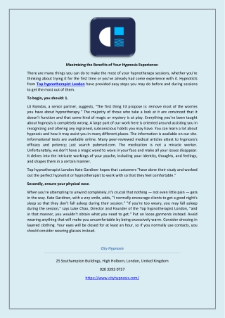 Maximizing the Benefits of Your Hypnosis Experience