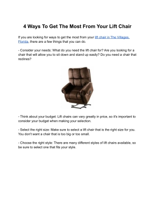 4 Ways To Get The Most From Your Lift Chair