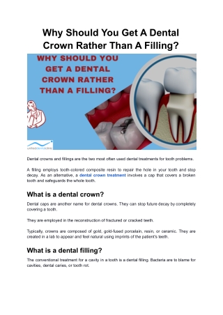 Why Should You Get A Dental Crown Rather Than A Filling?