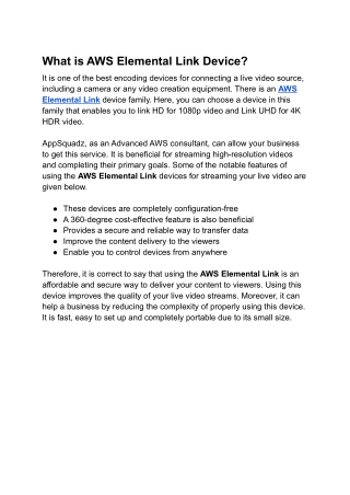 What is AWS Elemental Link Device
