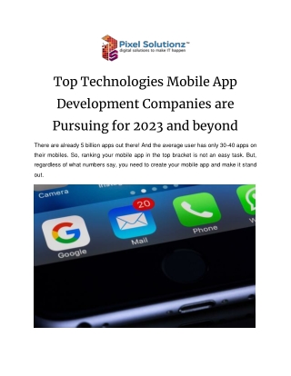 Top Technologies Mobile App Development Companies are Pursuing for 2023 and beyond