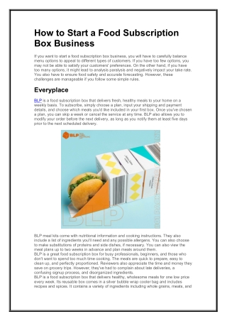 How to Start a Food Box Business