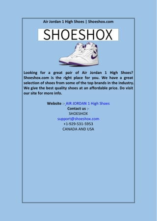 Air Jordan 1 High Shoes  Shoeshox.com