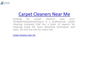 Carpet Cleaners Near Me Sandyfordcarpetcleaning.ie