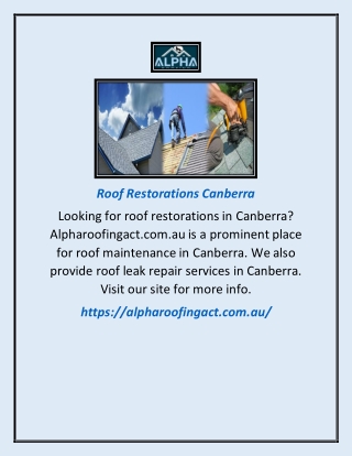 Roof Restorations Canberra | Alpharoofingact.com.au