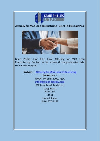 Attorney for MCA Loan Restructuring - Grant Phillips Law PLLC