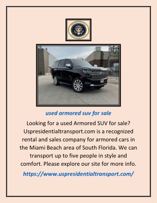 Used Armored Suv For Sale | Uspresidentialtransport.com