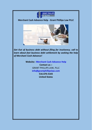 Merchant Cash Advance Help - Grant Phillips Law PLLC